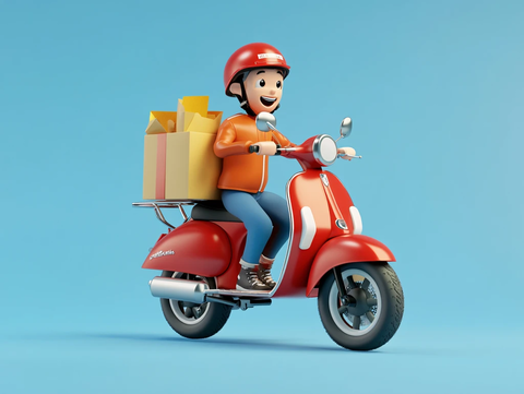 骑摩托的快递员