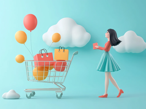 扁平风购物场景