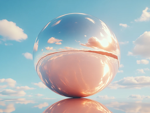 几何球体漂浮天空