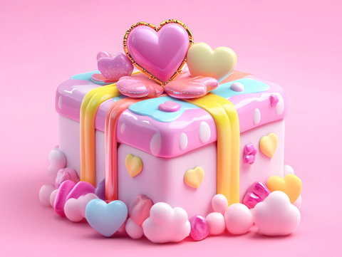 粉色立体爱心礼盒