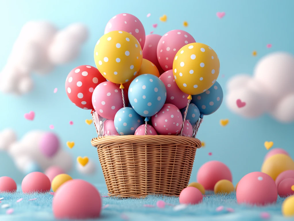 卡通生日汽球场景