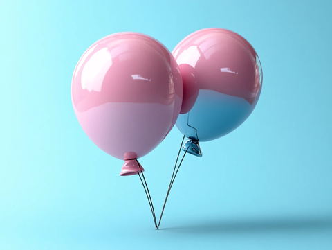 蓝粉色气球