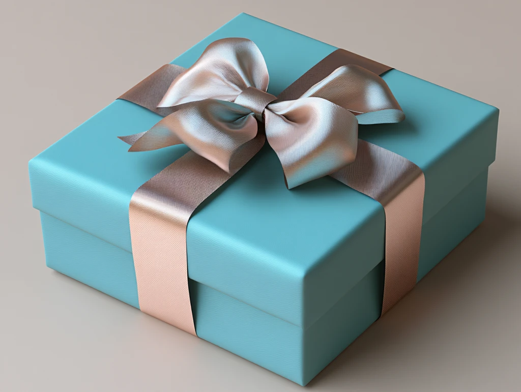 蓝色礼品盒渲染图