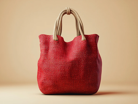 红色鱼鳞纹手提包