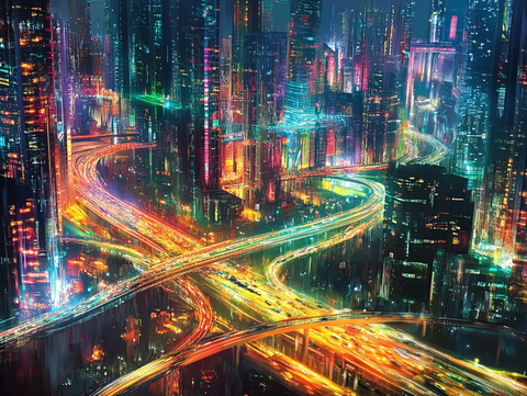 现代科技城市缤纷炫彩