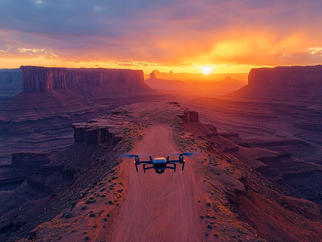 无人机拍摄峡谷日落
