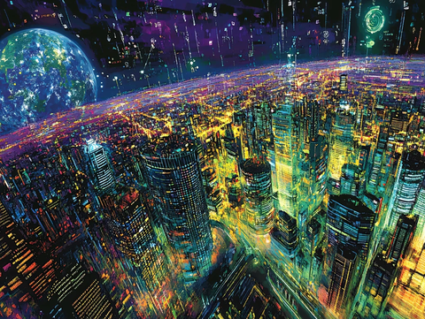 现代科技城市缤纷炫彩