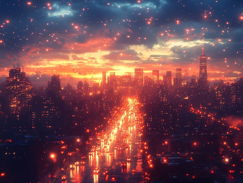 梦幻夜景城市夜景