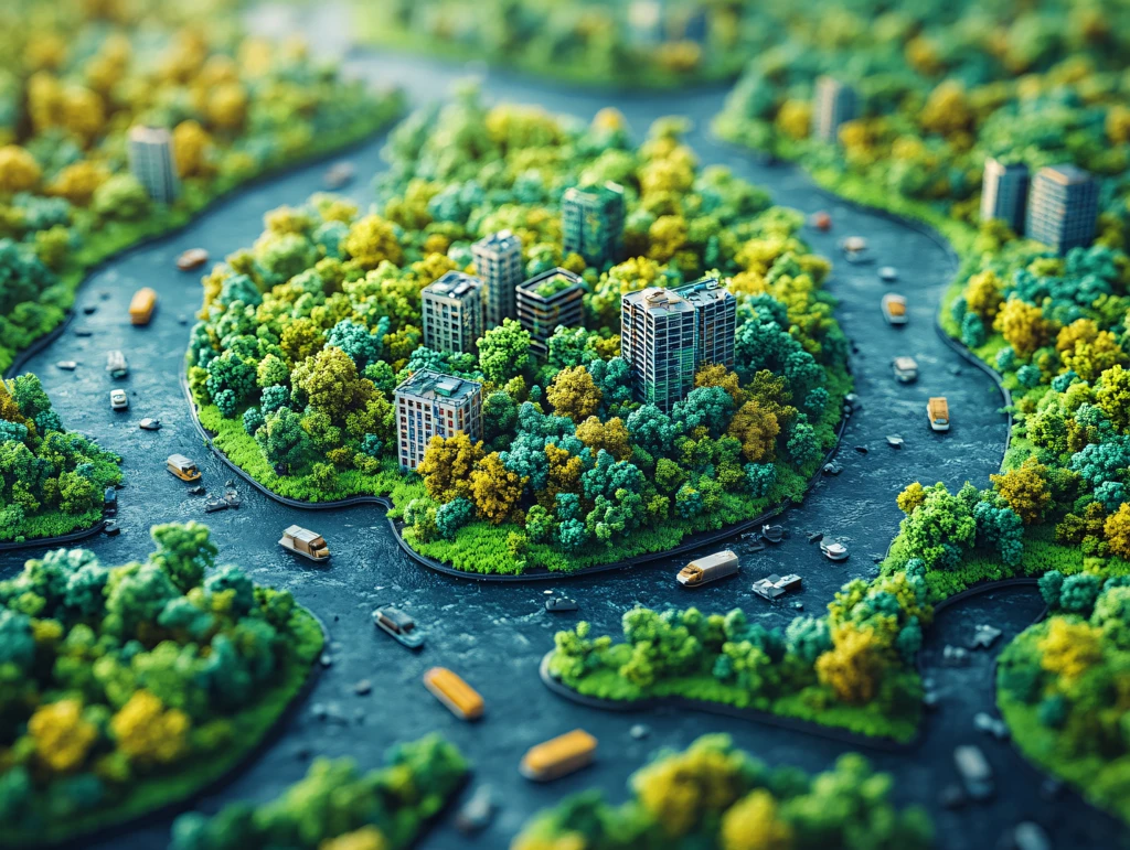 创意绿色微缩场景