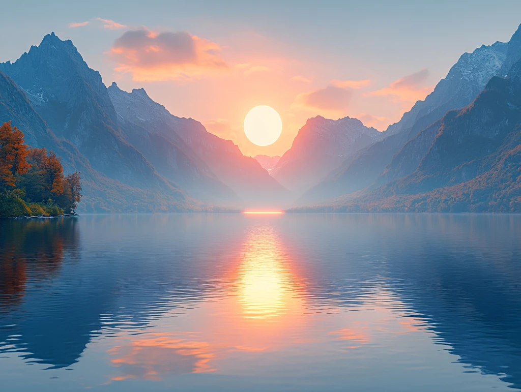 大幅高清山水日出