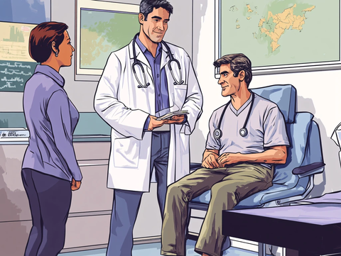 医生医治病人情景