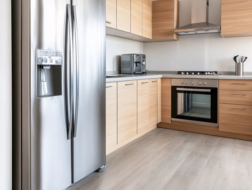 带木制橱柜的厨房