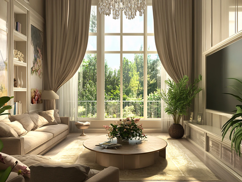 大气客厅落地门窗场景