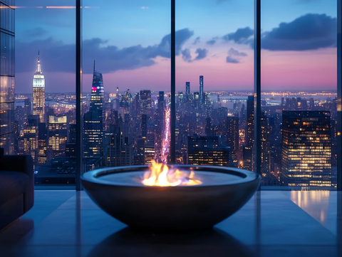 高脚杯窗外城市风光