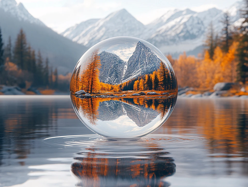 水晶球中的秋景