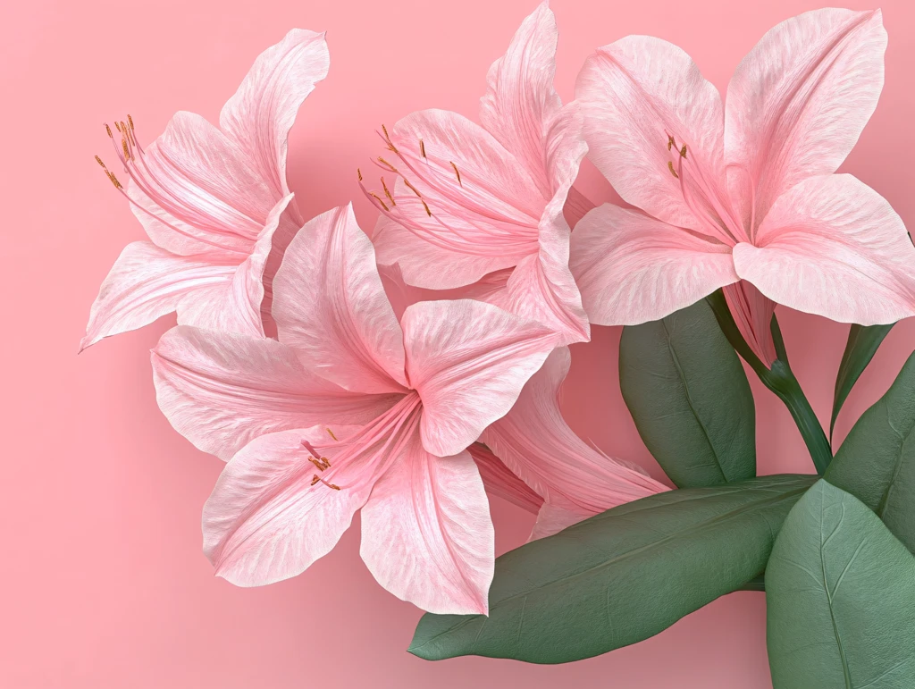 手绘粉色百合花