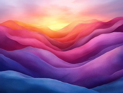 渐变色彩山水画