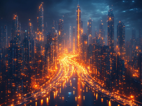 金色城市科技线条