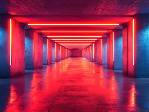 流光溢彩的霓虹灯走廊