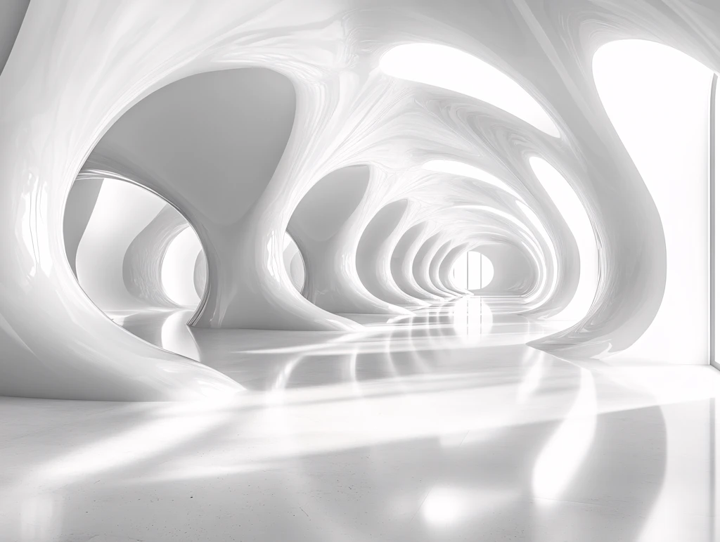 白色空间光影雕塑