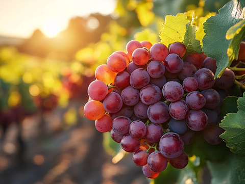红提阳光下的葡萄串