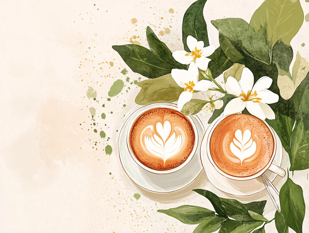 咖啡杯情人插画