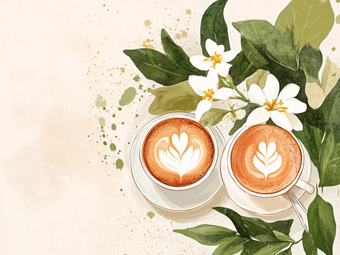咖啡杯情人插画