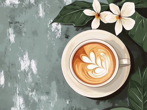 场景咖啡植物插画