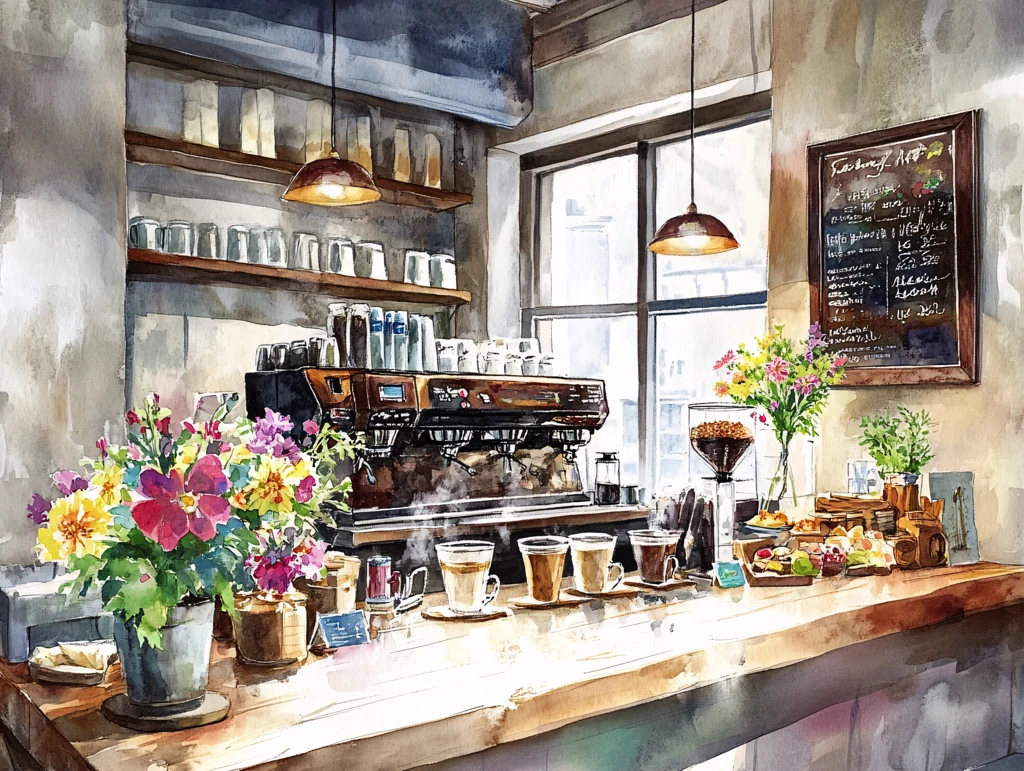 咖啡店油画