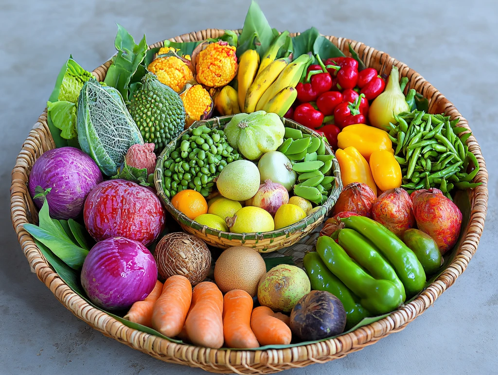一筐水果蔬菜