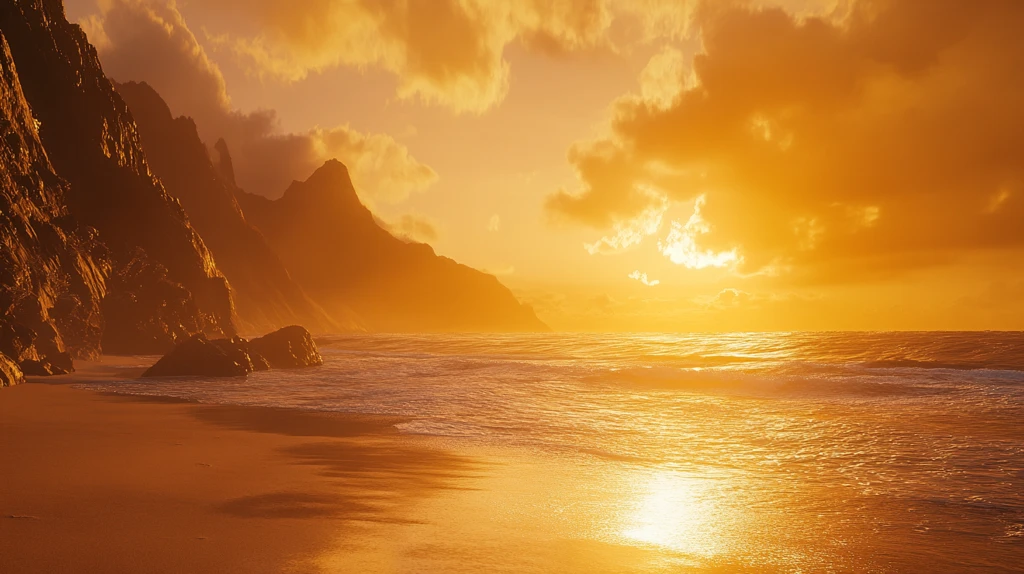 北部沿海金色大气背景