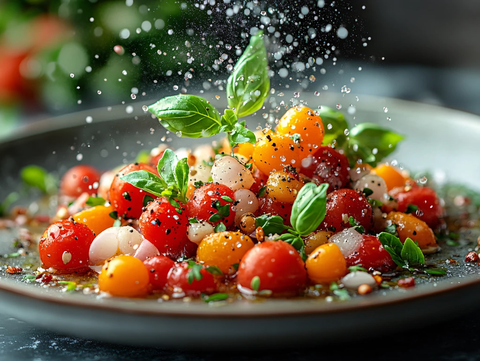 盘装双色小番茄特写