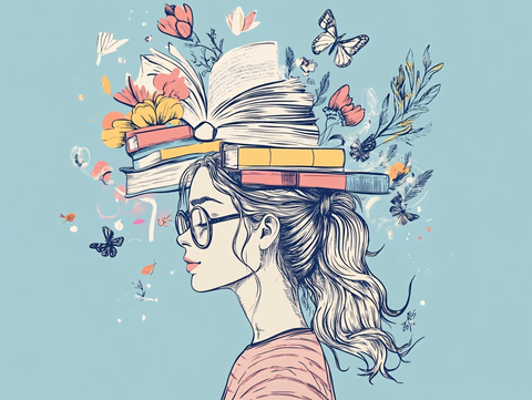 手绘知识女性