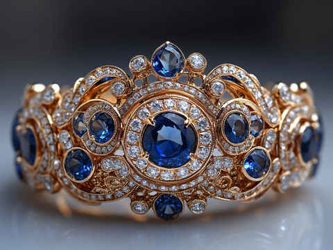 金镶红蓝宝石冠