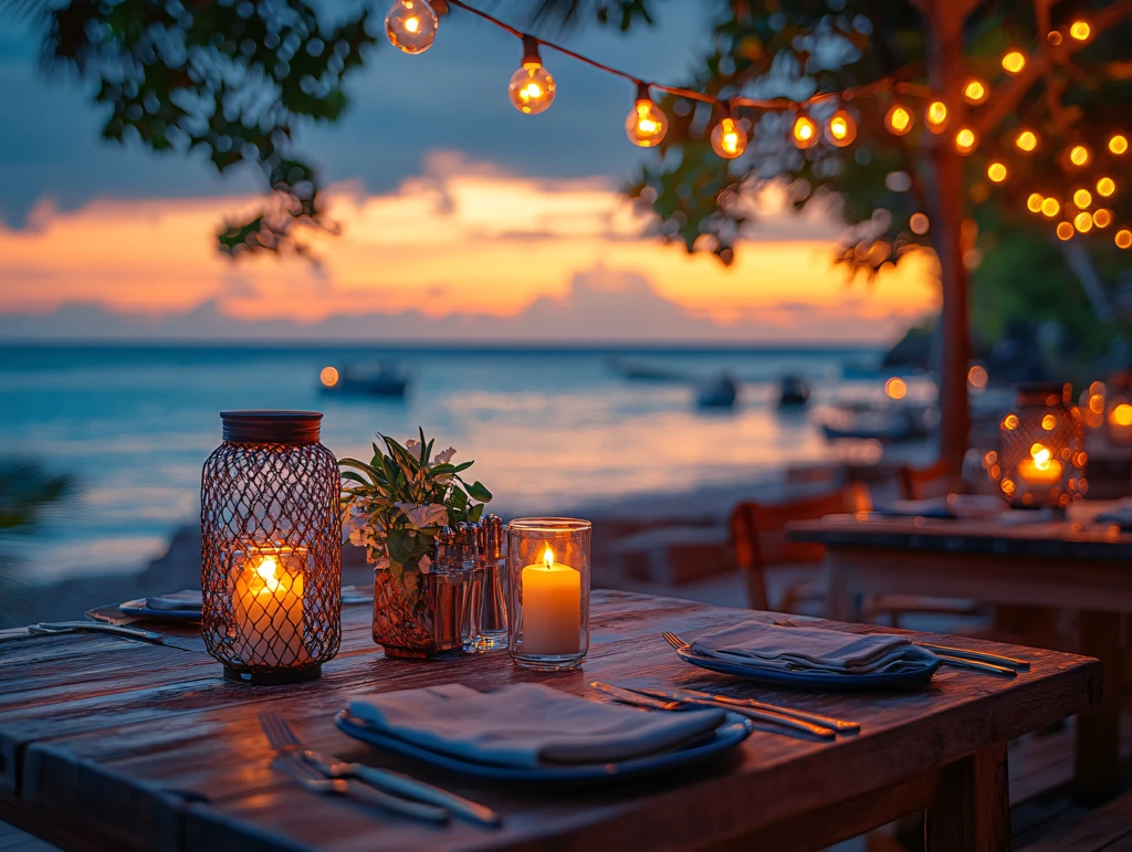 江景奢华野外烛光餐饮