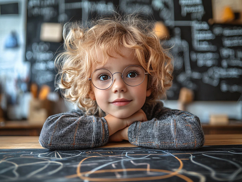 教室里的小男孩