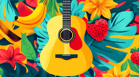 吉他人物插画吉他背景