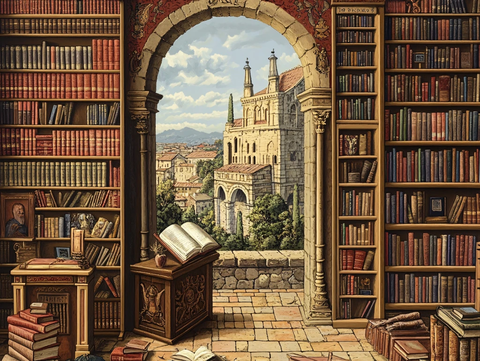 手绘图书馆