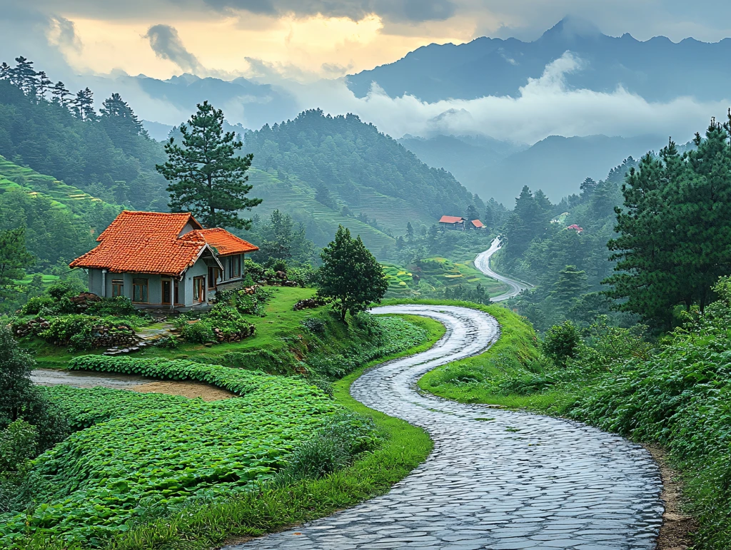 山间小路图片素材下载