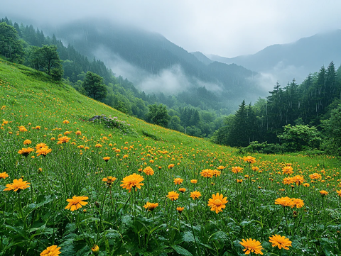 雨雾库尔德宁山谷