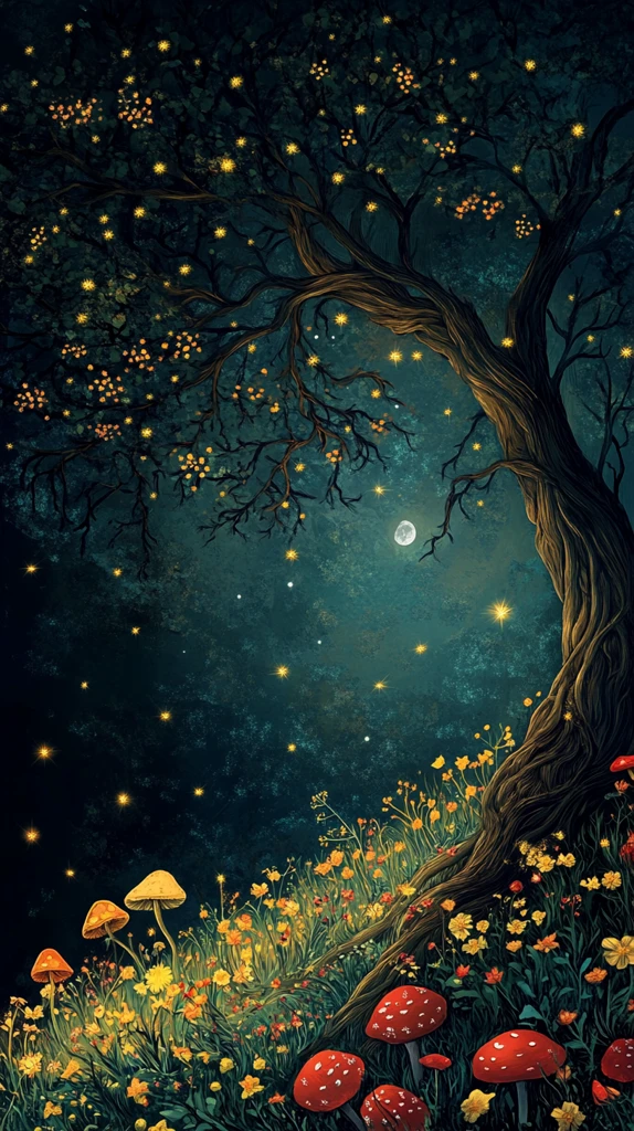 月色夜色梦幻森林背景