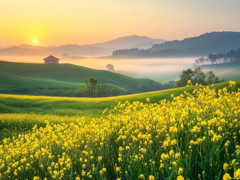油菜花日出