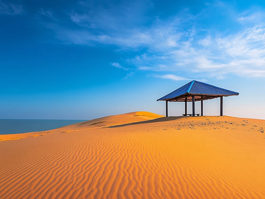 沙漠日落蓝顶亭