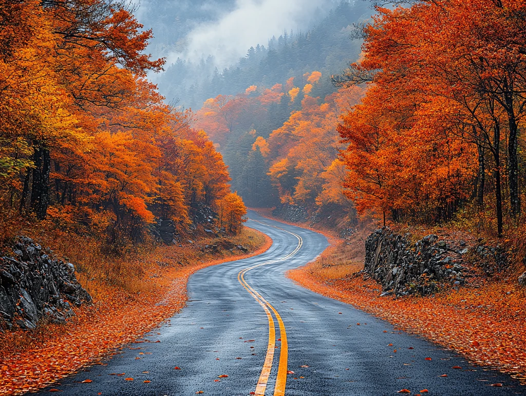 路上秋色图片素材下载