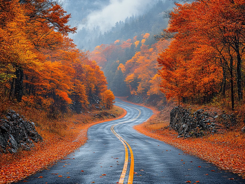 路上秋色图片素材下载