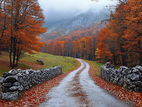 路上秋色图片素材下载