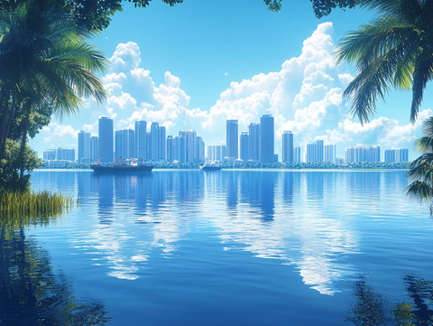 江景水景房产宽幅背景