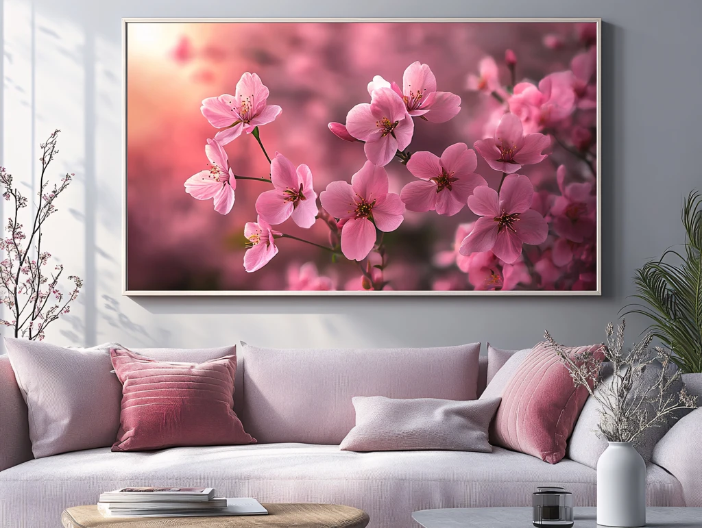 粉色室内挂画