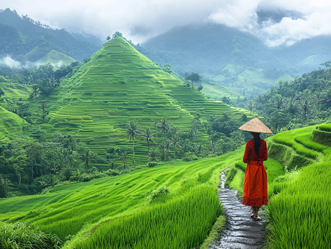 绿色梯田农户