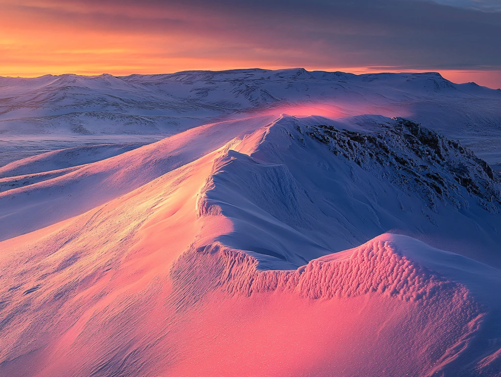 雪景日出荒山冰冷